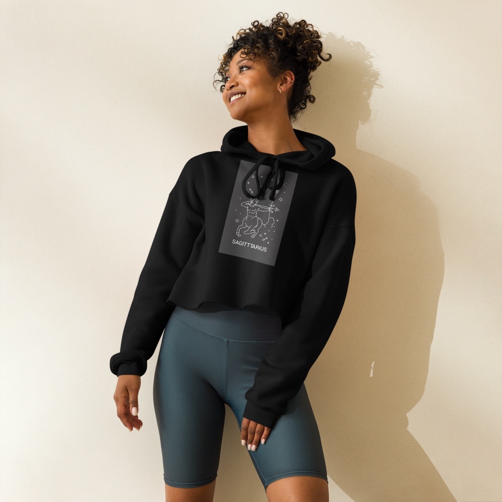 Sagittarius design Crop top hoodie for women - Picture 10 of 13